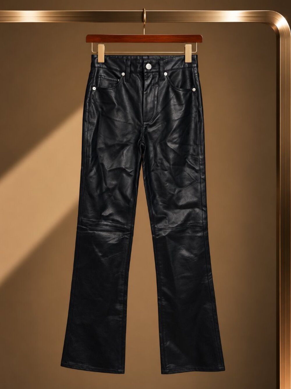 BlankNYC Hoyt Vegan Leather Mini Boot Cut Pants Black Five Pocket Size 25 NWT